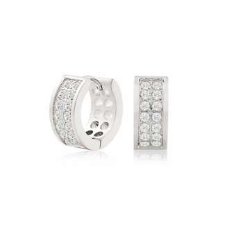STAINLESS STEEL HUGGIES WITH 2 ROWS OF CZ"S