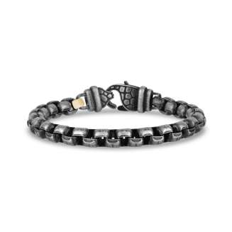 ANTIQUED ROUND BOX LINK BRACELET