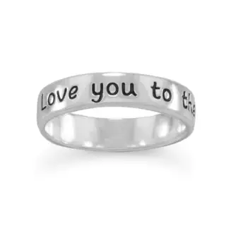 STERLING SILVER BAND WITH LOVE YOU TO THE MOON AND BACK SIZE 9