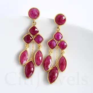 7 STONE CHANDELEIR RUBY STONE DANGLES