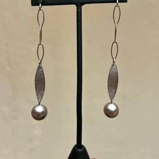 Sterling Silver Long and Sleek 10mm Pearl Earrings