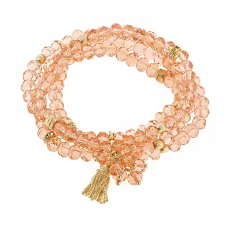 PINKY PEACH COLOR TASSEL STRETCH BRACELET