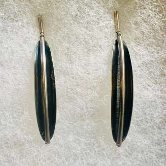 Sterling Silver/Oxidized black Husk with tube post 2.25" in length