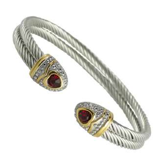 Women's Stainless Steel Two Tone Heart CZ Bracelet