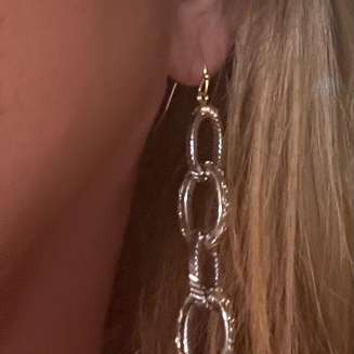 SILVER/GOLD VERMEIL OVAL LINK DANGLE EARRINGS